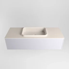 Mondiaz Erin 120cm badmeubel Cale met 1 lade en beige wastafel midden zonder kraangaten