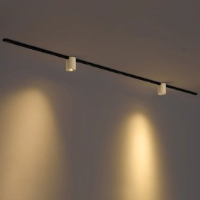 Modern railsysteem zwart met 2 beige spots 1-fase - Iconic Rondoo Up