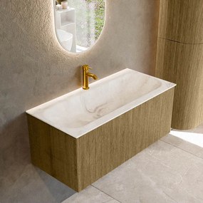 Mondiaz Kurve-dlux 100cm badmeubel dusk met 1 lade en wastafel big medium midden 1 kraangat frappe