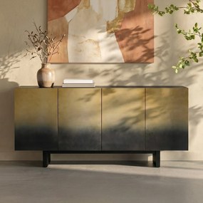 Kare Design Prezioso Dressoir Zwart Goud Staal - 160x45x78cm.