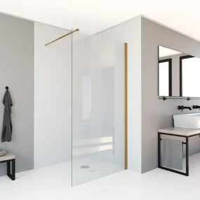 Mueller Slimline inloopdouche geborsteld messing goud 90x200cm anti-kalk coating
