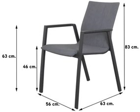 Lima/Kings tuinset antraciet - 180x100 cm.