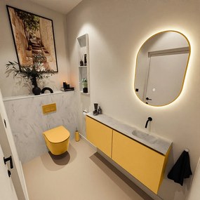 Mondiaz Ture DLux toiletmeubel 120cm ocher met wastafel opalo rechts zonder kraangat