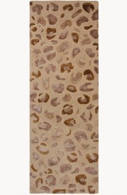 Handgetufte hoog-laag viscose loper Leopard Print