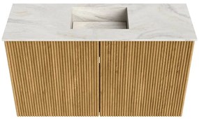 Mondiaz Joya DLux 70cm toiletmeubel oak met wastafel faye midden 1 kraangat ostra