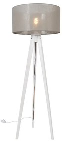 Moderne vloerlamp tripod wit met kap taupe 50 cm - Tripod Classic Modern E27 rond Binnenverlichting Lamp