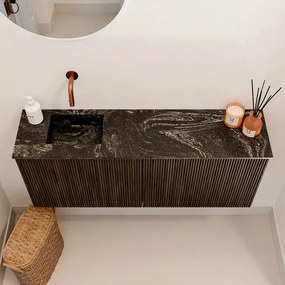 Mondiaz Joya DLux 100cm toiletmeubel walnut met wastafel faye links zonder kraangat lava