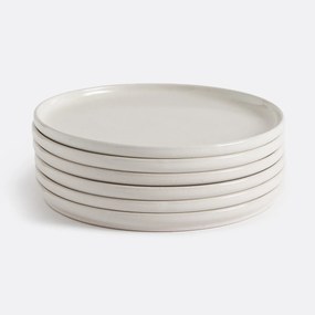 Set van 6 gespikkelde platte borden van steengoed Tecka