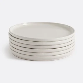 Set van 6 gespikkelde platte borden van steengoed Tecka