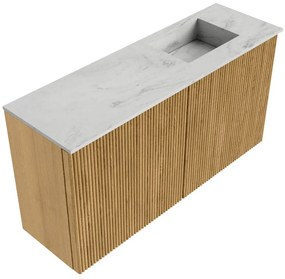 Mondiaz Joya DLux 80cm toiletmeubel oak met wastafel faye rechts zonder kraangat opalo