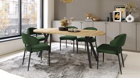 ALDO 100 Eiken Craft Gold/Zwarte poten - RONDE LOFT/INDUSTRIËLE TAFEL VOOR WOONKAMER/EETKAMER, UITSCHUIFBAAR