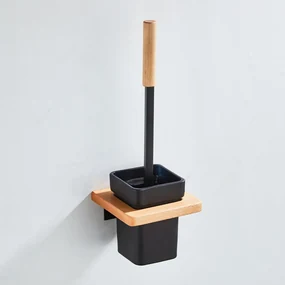 Saniclear Lumber toiletborstel mat zwart walnoothout