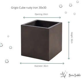 Pot Grigio cube rusty iron