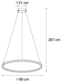 Hanglamp zwart 80 cm incl. LED 3-staps dimbaar - Girello Design rond Binnenverlichting Lamp