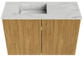 Mondiaz Joya DLux 60cm toiletmeubel oak met wastafel faye links 1 kraangat opalo