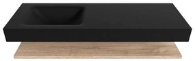 Zaro Alan badmeubel 140cm met planchet washed oak en vrijhangende wastafel cloud links zonder kraangat urban