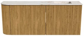 Mondiaz Joya DLux 100cm toiletmeubel ronding links oak met wastafel faye rechts 1 kraangat frappe