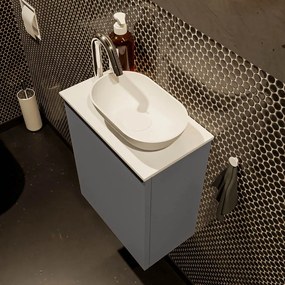 Mondiaz Fowy toiletmeubel 40cm dark grey met witte waskom rechts en kraangat