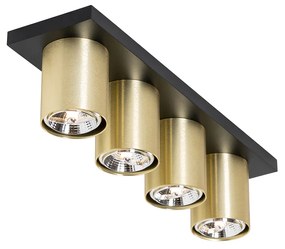 Moderne plafondSpot / Opbouwspot / Plafondspot zwart met goud 4-lichts - Tubo Modern GU10 Binnenverlichting Lamp