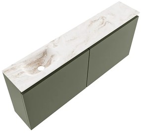 Mondiaz Ture DLux toiletmeubel 120cm army met wastafel frappe links met kraangat