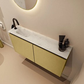 Mondiaz Ture DLux toiletmeubel 100cm oro met wastafel opalo links met kraangat