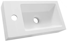 BRAUER Solar Thick opbouw fontein 40 met 1 kraangat en links/rechts te plaatsen mineraalmarmer zijdeglans wit FO-SOT401ZW