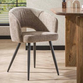 Zandkleur Stoel Met Ronde Rugleuning Stof