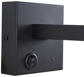 Moderne wandlamp zwart met USB-C kantelbaar - Rex