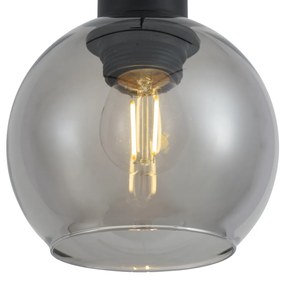 Moderne hanglamp zwart met smoke glas voor railsysteem 1-fase - Iconic Lava
