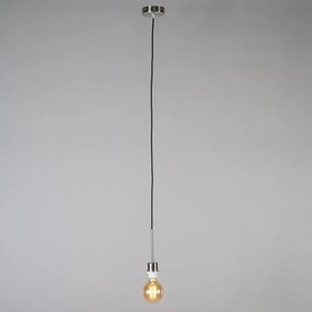 Stoffen Eettafel / Eetkamer Moderne hanglamp staal en zwart met kap 45 cm taupe - Combi Landelijk / Rustiek, Modern E27 rond Binnenverlichting Lamp