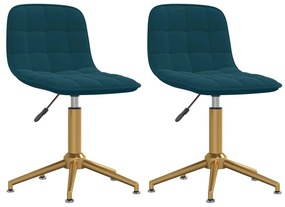 vidaXL Eetkamerstoelen draaibaar 2 st fluweel blauw