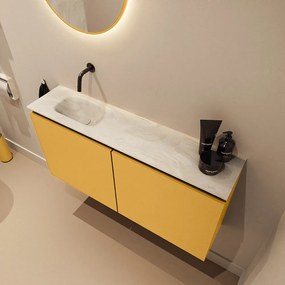 Mondiaz Ture DLux toiletmeubel 100cm ocher met wastafel ostra links zonder kraangat