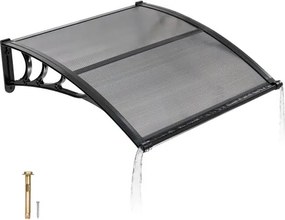 VEVOR Voordeurluifel, 965x1017 mm, Aanbouwluifel, Dak met Afwatering &amp; ABS-beugel, Bescherming tegen Regen, Sneeuw &amp; Zon, Polycarbonaat Deurdak voor Veranda &amp; Terras, Rookgrijs