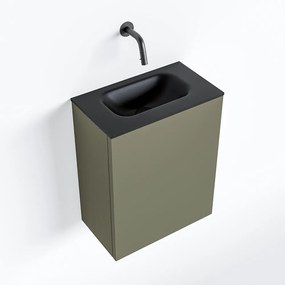 Zaro Polly toiletmeubel 40cm army met zwarte wastafel zonder kraangat