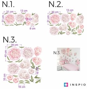 INSPIO Muursticker - Zelfklevend bloemenbehang lichte Pioenrozen