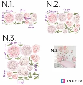 INSPIO Muursticker - Zelfklevend bloemenbehang lichte Pioenrozen