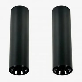 Pack Van 2 Ronde Led-opbouwplafondlampen Ø4 Cm Voor Buiten In Aluminium Luisiana Zwart & Warm Wit 3000k & 3 W & 38º - Sklum
