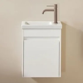 Narek Houten Badkamermeubelset Met Geïntegreerde Wastafel Wit & Spiegelloze & Bruin - Mokka ↑20 Cm Met Aftapkraan Zonder - Sklum