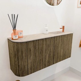 Mondiaz Joya DLux 90cm toiletmeubel ronding links dusk met wastafel faye rechts 1 kraangat frappe