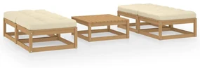 vidaXL 5-delige Loungeset met kussens massief grenenhout
