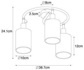 Moderne plafondlamp zwart en goud 3-lichts - Lofty Modern E14 cilinder / rond rond Binnenverlichting Lamp