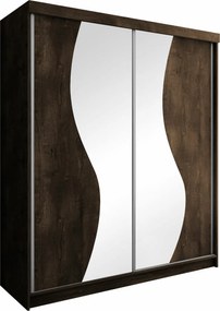 Kledingkast Dover 105, Donker essen, 200x200x62cm, 174 kg, Kledingkast deuren: Schuivend, Aantal planken: 9, Aantal planken: 9