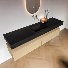 Zaro Alan badmeubel 180cm sand 2 lades met vrijhangende wastafel cloud midden zonder kraangat urban