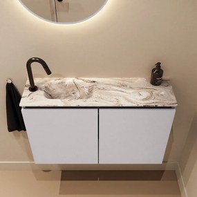 Mondiaz Ture DLux toiletmeubel 80cm cale met wastafel glace links met kraangat