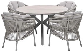 Garden Impressions Sorong tuinset 5-delig - Tulli tuintafel Ø122x75 cm - light teak vironwood
