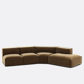 4-delige rechte vintage ribfluwelen bank Seven