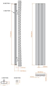 Eastbrook Tordino radiator 30x180cm aluminium 864W zwart mat