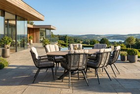 Tuinset 6 personen 220 cm Wicker/Aluminium/Aluminium/wicker Zwart Coco Azzano/Matara