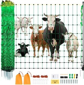 VEVOR Elektrisch hekwerk, 127 cm H x 49 m L, veehekwerk met palen en palen, gaasnetten voor geiten, schapen, herten, varkens en honden, elektrische hekken voor achtertuinen, tuinen, boerderijen en ranches