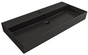 Plieger Kansas badmeubel 100cm met zwarte wastafel en kraangat zwart mat